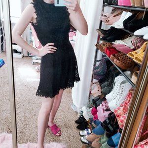 Alya Lace Open Back Fit & Flare Dress